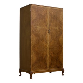 Vintage Art Deco Burr Walnut Compact Wardrobe, 1930s For Sale