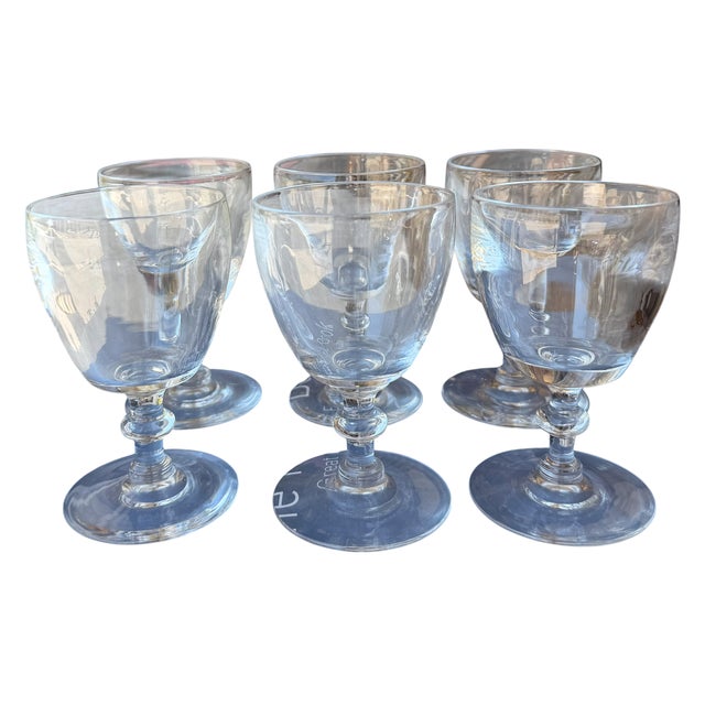 Art Deco Set of 6 Frederick Carder for Steuben Crystal Port Wine Stems c.1930's For Sale - Image 3 of 4