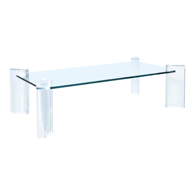 1980s Mid-Century Modern Lucite and Glass Coffee Table by Karl Springer For Sale