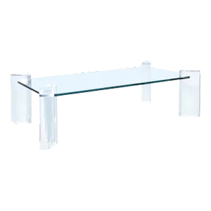 1980s Mid-Century Modern Lucite and Glass Coffee Table by Karl Springer