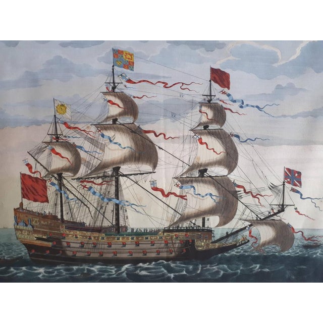 P. Mortier, Royal Flagship of the English Fleet, 1693, Paper, Framed For Sale - Image 3 of 7
