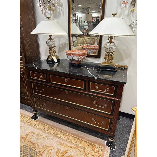 Exquisite Baker Furniture Historic Charleston Collection marble top 5 drawer chest .It’s a refined, neoclassical style...