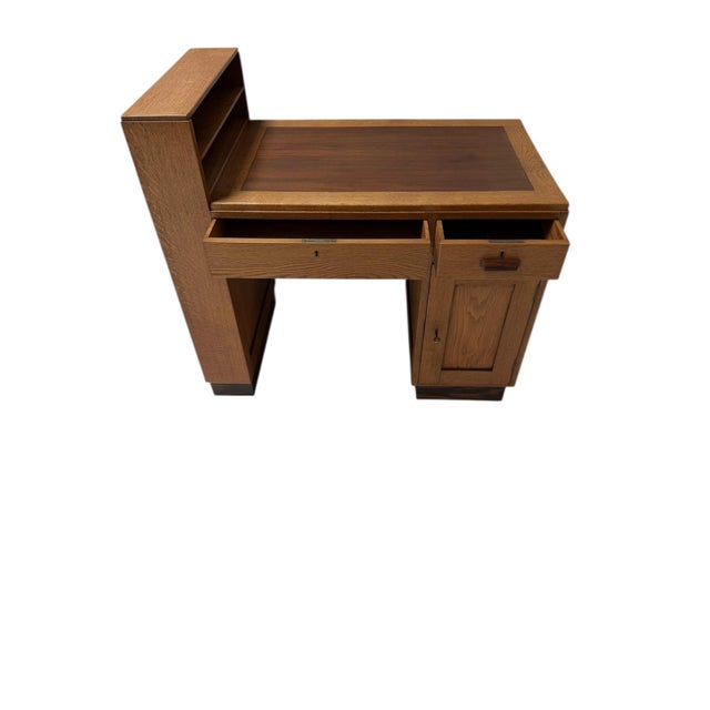 1920s Art Deco Modernist Desk with Asymmetric Open Bookcase, 1920s For Sale - Image 5 of 12