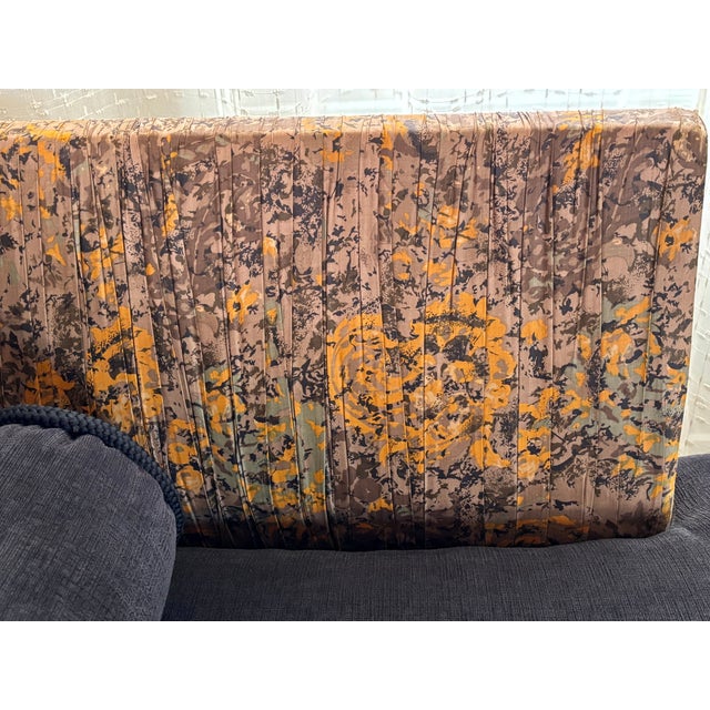 1960s 1960's MCM Sofa Chaise - Reupholstered in Black Chenille and a Burnt Orange/Tan/Brown Paisley Cotton Fabric For Sale - Image 5 of 5