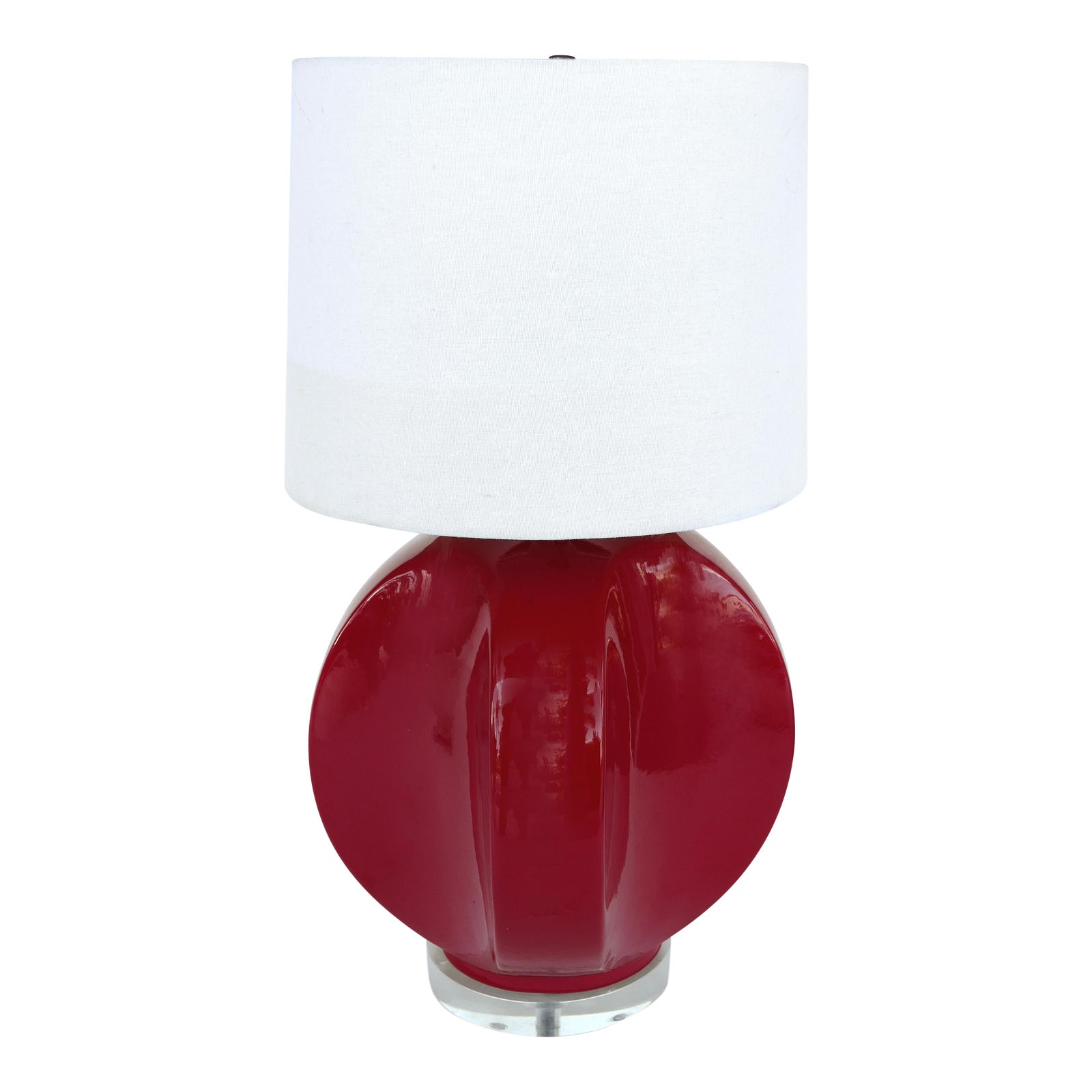 Vintage Red Ceramic Table Lamp on Lucite Base Chairish