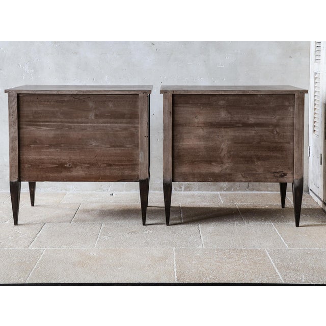 Neoclassical French Country Bedside Tables with Pattern in a Brown and Cream, Set of 2 For Sale - Image 4 of 12