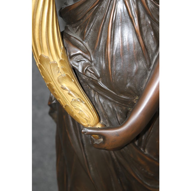 Life Size Bronze Tand Marble Torchiere Attributed to Barbedienne or Susse Freres For Sale - Image 13 of 15