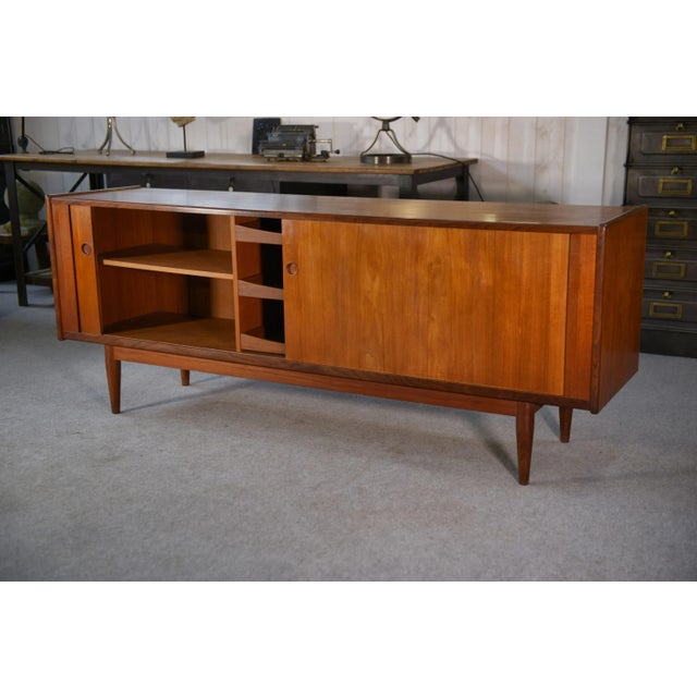 Scandinavian Teak Sliding Door Sideboard by Svend Aage Larsen, 1960s For Sale - Image 15 of 18