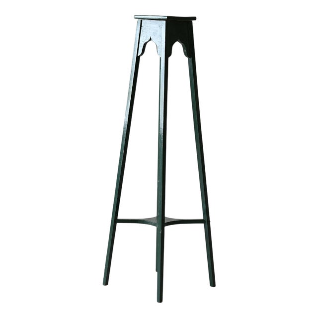 Vintage Swedish Pedestal in Green Painted Wood, 1960s For Sale