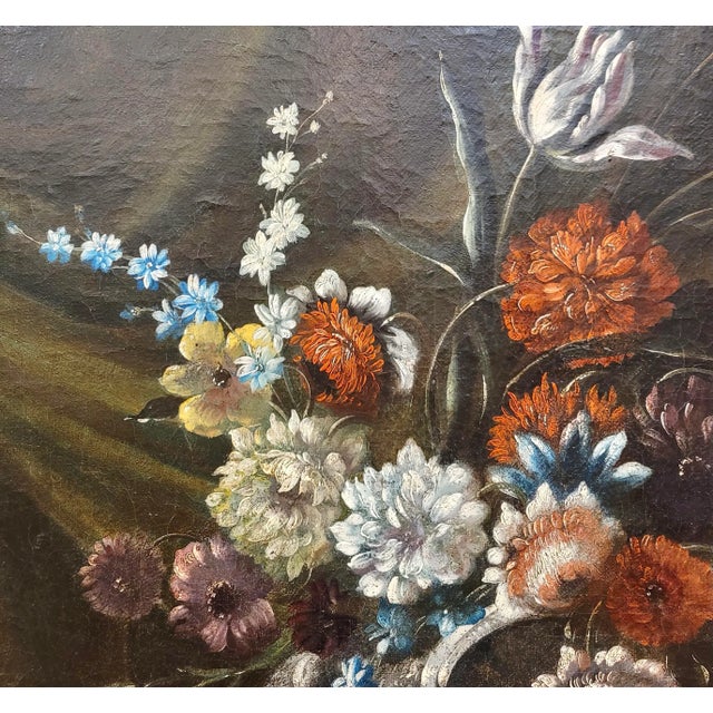 17th Century 17th Century Old Master - Still Life of Flowers in Urn - Oil Painting For Sale - Image 5 of 11