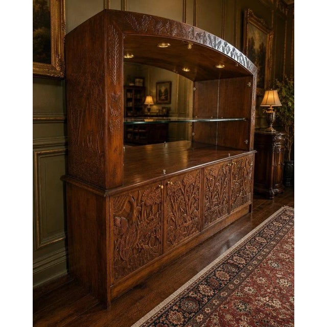 Malawian Hand-Carved Display Cabinet Sideboard with Wildlife For Sale - Image 4 of 12