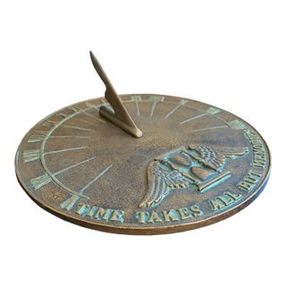Vintage English Country Iron Garden Sundial "Time Takes All but Memories" For Sale