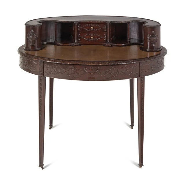 1900 - 1909 Antique Mahogany Carlton House Desk and Chair For Sale - Image 5 of 11