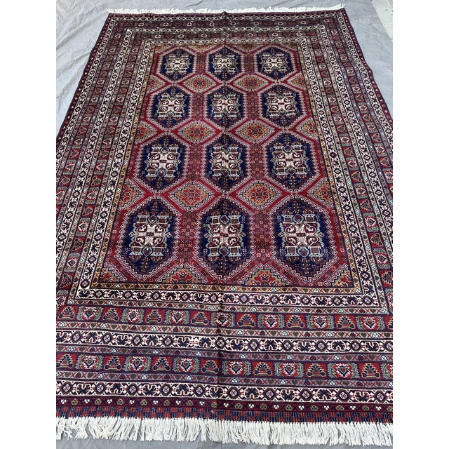 Tribal Red Afghan Ersari Hand-Knotted Wool Rug - 6'7" X 9'8" For Sale - Image 3 of 13