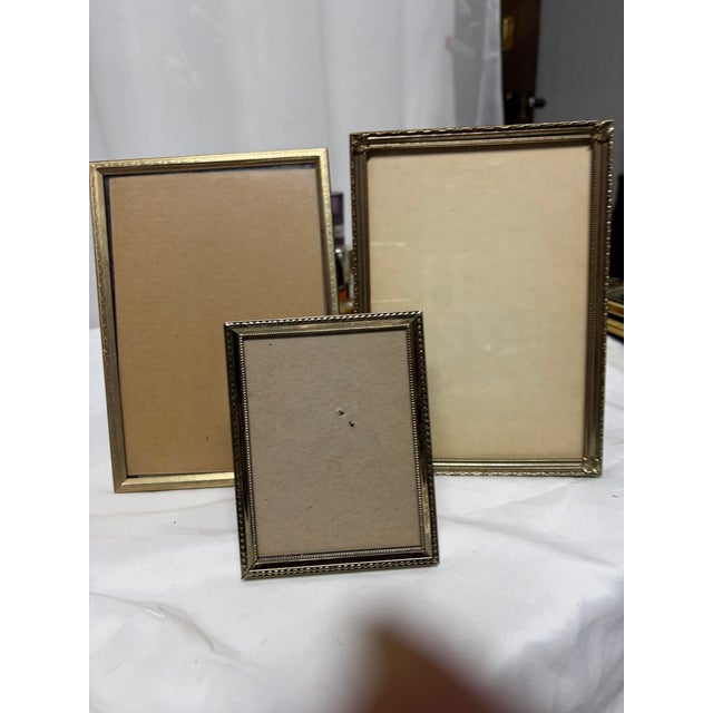 Brass Trio Vintage Brass Table Top Photo Frames For Sale - Image 8 of 8