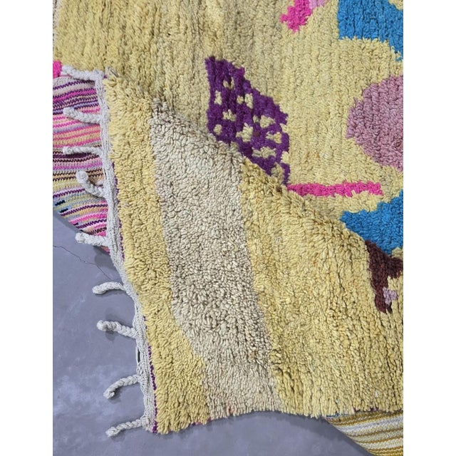 Yellow Yellow Floral Handwoven Berber Wool Rug - 10 X 6.7 Ft For Sale - Image 8 of 9