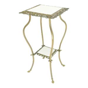 Cast Brass & White Onyx Marble Two Tier Lamp Side Square Occasional Table