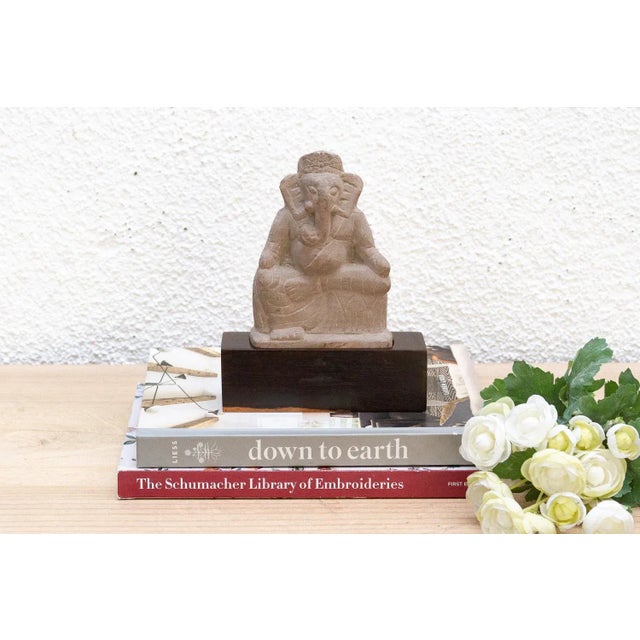 Gray The Stone Guardian Seated Ganesha Antique Sculpture For Sale - Image 8 of 8
