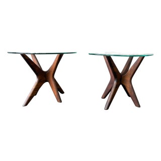 1960s Attributed to Adrian Pearsall MCM Walnut Jacks Side Tables - Pair For Sale