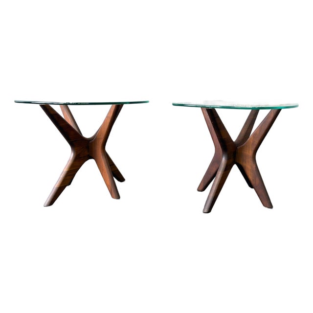 1960s Attributed to Adrian Pearsall MCM Walnut Jacks Side Tables - Pair For Sale