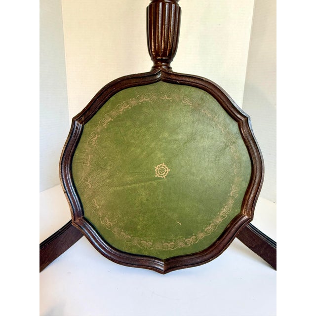 Vintage English Embossed Leather Tripod Wine Drinks Table For Sale - Image 9 of 9