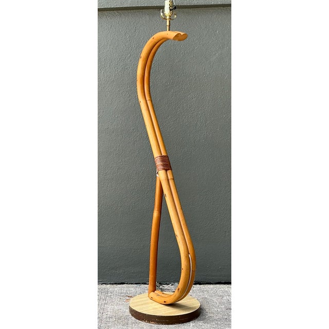 Vintage Coastal Bent Rattan Floor Lamp For Sale In West Palm - Image 6 of 12