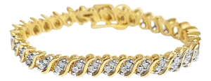 S Style Diamond Tennis Bracelet 2.10cttw 14k Yellow Gold
