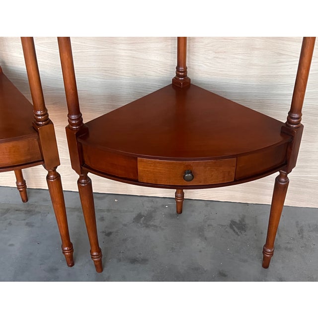 Early 20th Century Federal Style Mahogany Corner Etagere With Drawer For Sale - Image 11 of 11