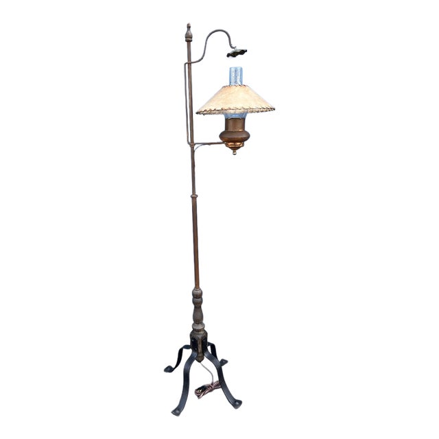 1930s Original Monterey Old Wood and Copper Floor Lamp For Sale