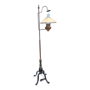 1930s Original Monterey Old Wood and Copper Floor Lamp