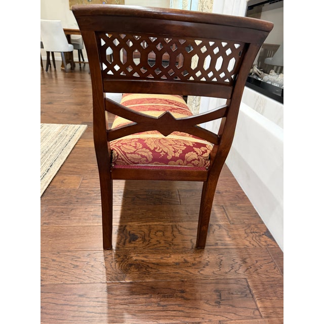 Wood Vintage Mahogany Chippendale Pierced Lattice Window Bench For Sale - Image 7 of 7