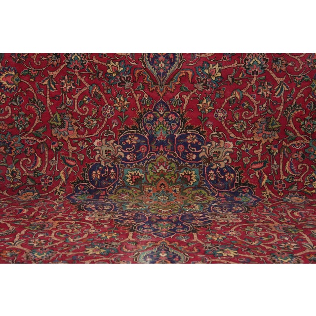 1970s 1970s Vintage Persian Handmade Wool 10x13 Red Area Rug For Sale - Image 5 of 11