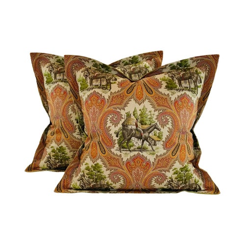 Designer P Kaufmann Brown Green Orange Horse Jockey Equestrian