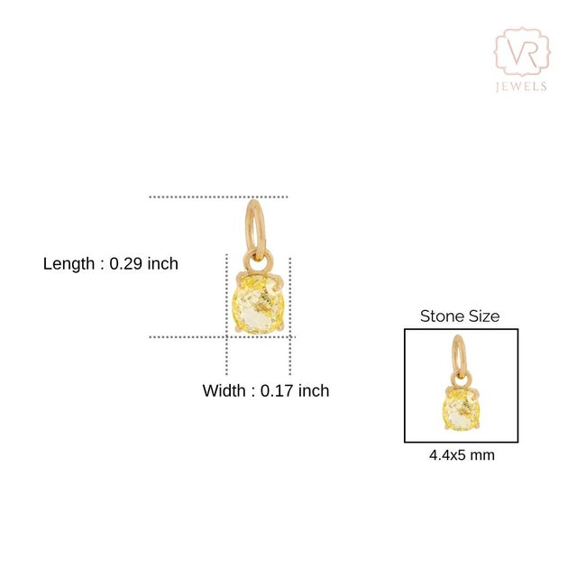 Oval Cut Yellow Diamond Solitaire Charm Pendant in 14k Yellow Gold For Sale - Image 11 of 14