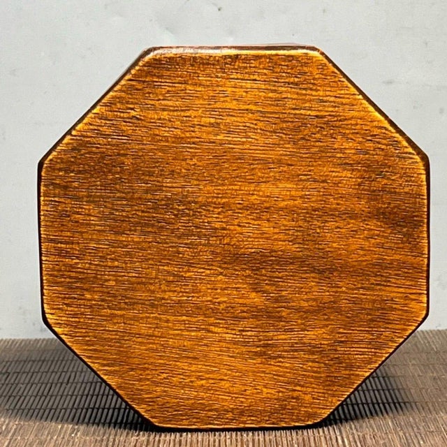 Chinoiserie Vintage Rosewood Octagonal Box | Faux Gemstone Inlay | Chinoiserie Trinket Box For Sale - Image 3 of 8