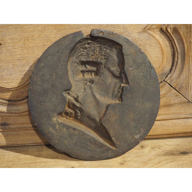 19th Century French Cast Iron Profile of Jacques De Vaucanson, Diam. 9 Inches For Sale - Image 11 of 12