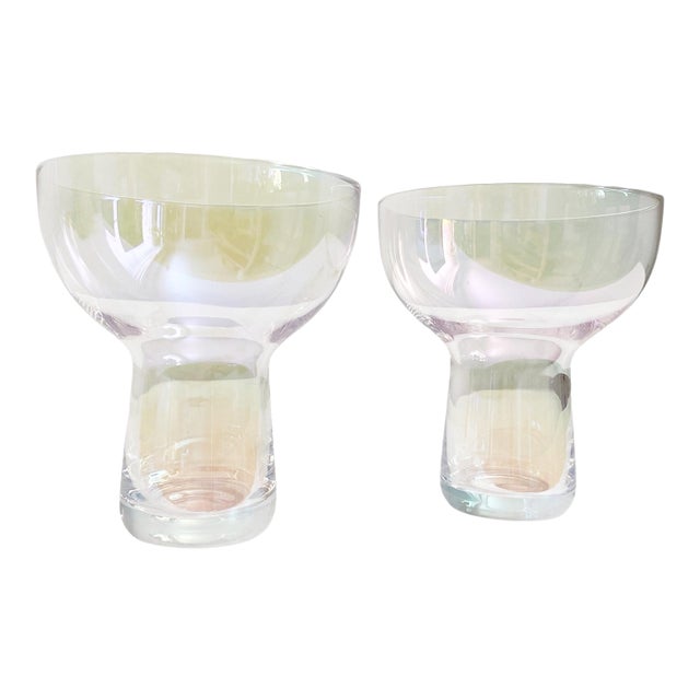 1950s Mid-Century Modern Iridescent Optic Martini Cocktail Glasses - Set of 2 For Sale