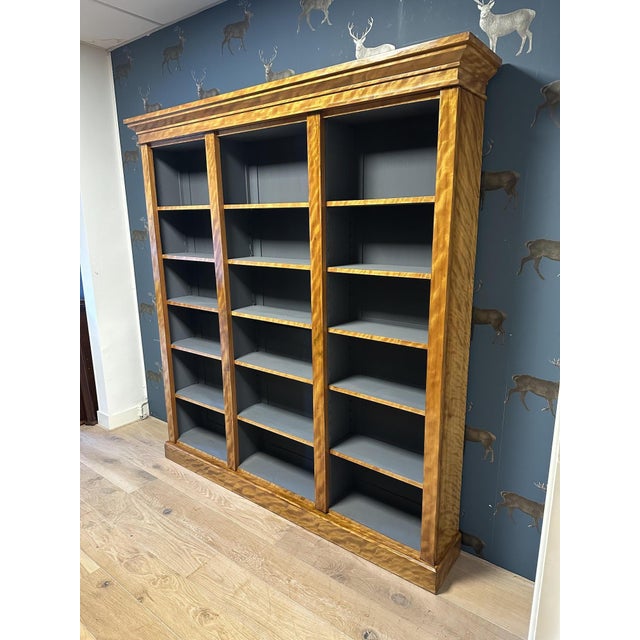 Brown Large Satinwood Open Bookcase For Sale - Image 8 of 11