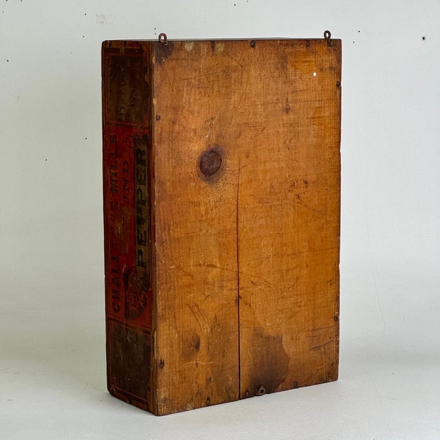 Wood Vintage Primitive Wood Cupboard With Herbes Menu For Sale - Image 7 of 8