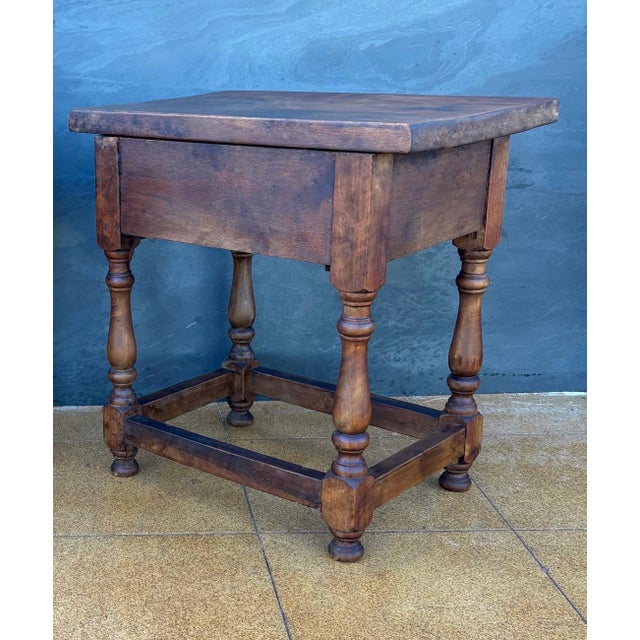 Rustic Pair of Spanish Rustic Bedside Tables With Carved Drawers, Mid-20th Century For Sale - Image 3 of 11