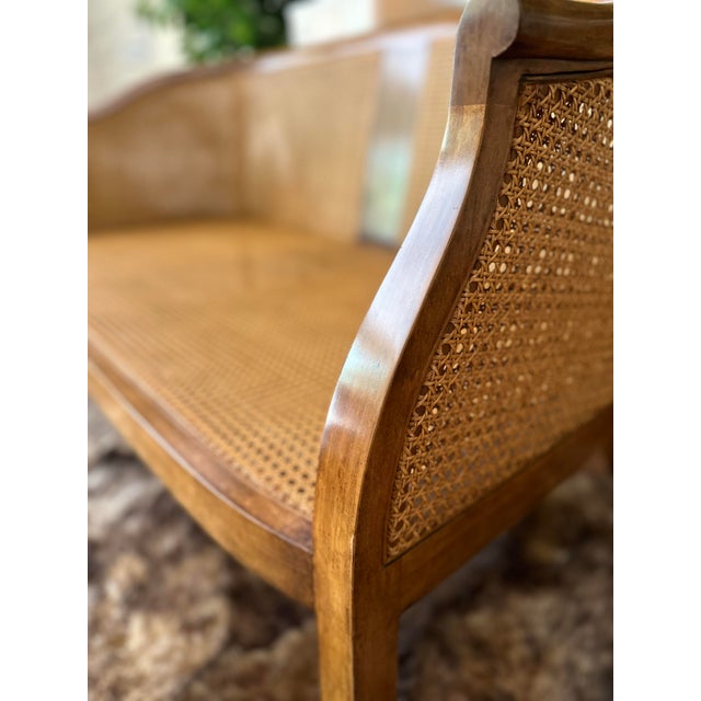 Minton-Spidell Attributed Canework Framed Velvet Sofa For Sale In Los Angeles - Image 6 of 10