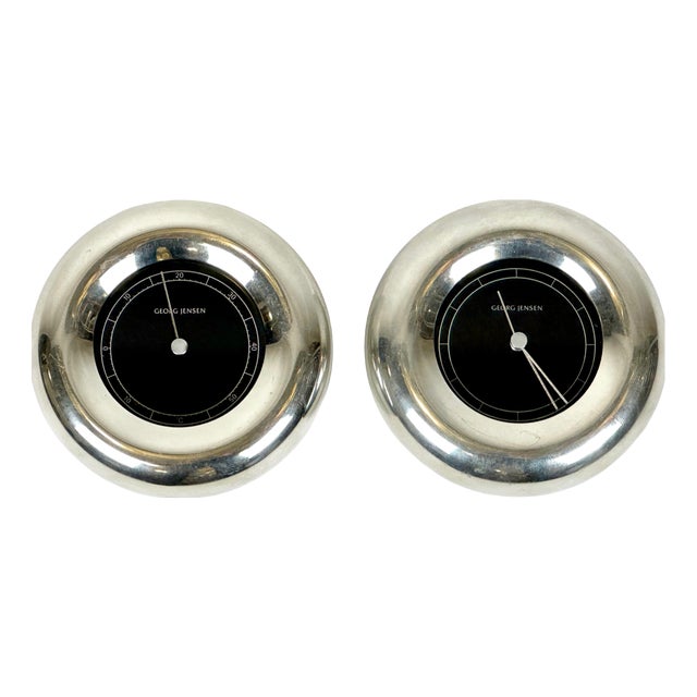 Vintage Donut Wall Clock and Thermometer by Andreas Mikkelsen for Georg Jensen, 1990s, Set of 2 For Sale