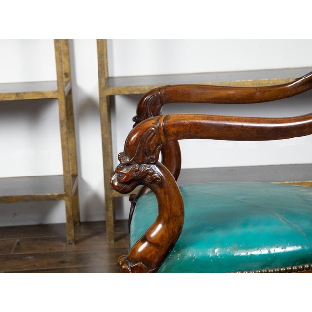 Pair of English Regency 1840s Mahogany Chairs with Ionic Capitals and Griffons For Sale - Image 9 of 11