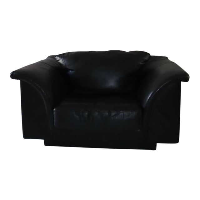 Late 20th Century Vintage Natuzzi Black Leather Sofa Chair Chairish