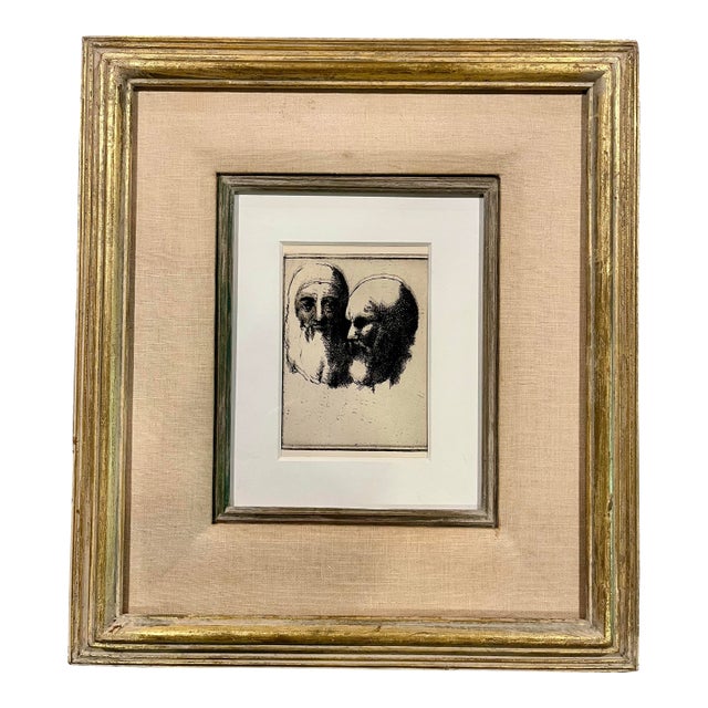 Mid 20th Century Harold W. Hogan Artist’s Proof Etching | Signed Original Figurative Print, Custom Framed For Sale