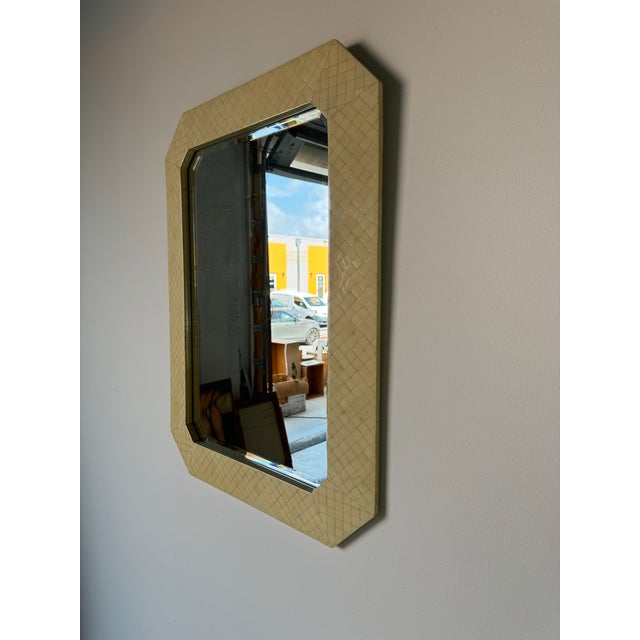 Vintage Enrique Garcel Tessellated Bone Wall Mirror/ Sold For Sale - Image 4 of 12