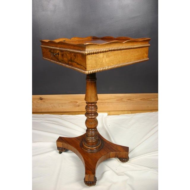 Victorian Rosewood Teapoy on Turned Pedestal Base, England, 1850s For Sale - Image 10 of 15