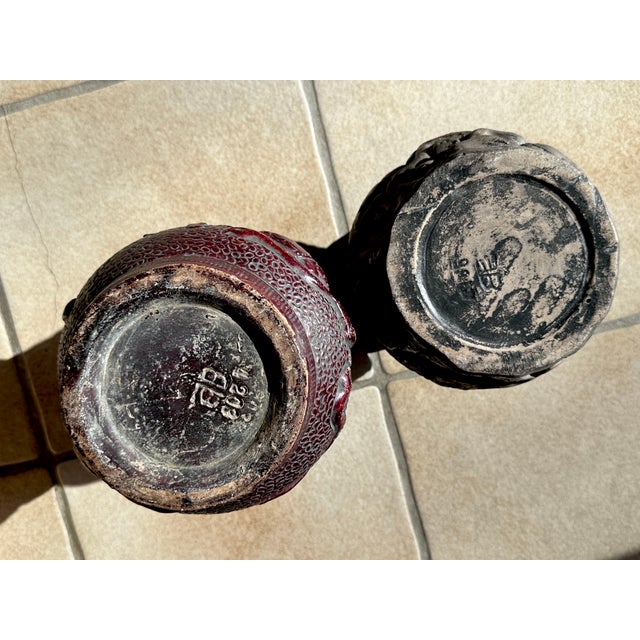 Antique Ceramic Art Relief Vases from Bernhard Bertram Pottery, Germany, 1890s, Set of 2 For Sale - Image 13 of 18