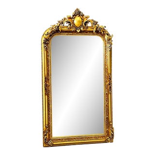 French Style Gold Floor Mirror – 5 Ft Tall Statement Mirror With Ornate Gold Leaf Frame For Sale