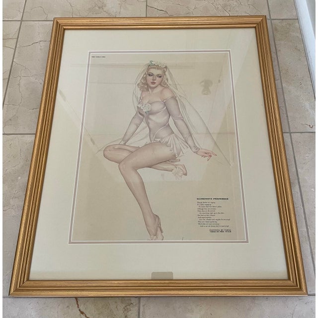 Original WWII-era Esquire magazine Varga Girl centerfold titled “Matrimony Preferred,” featuring artwork by Alberto Vargas...